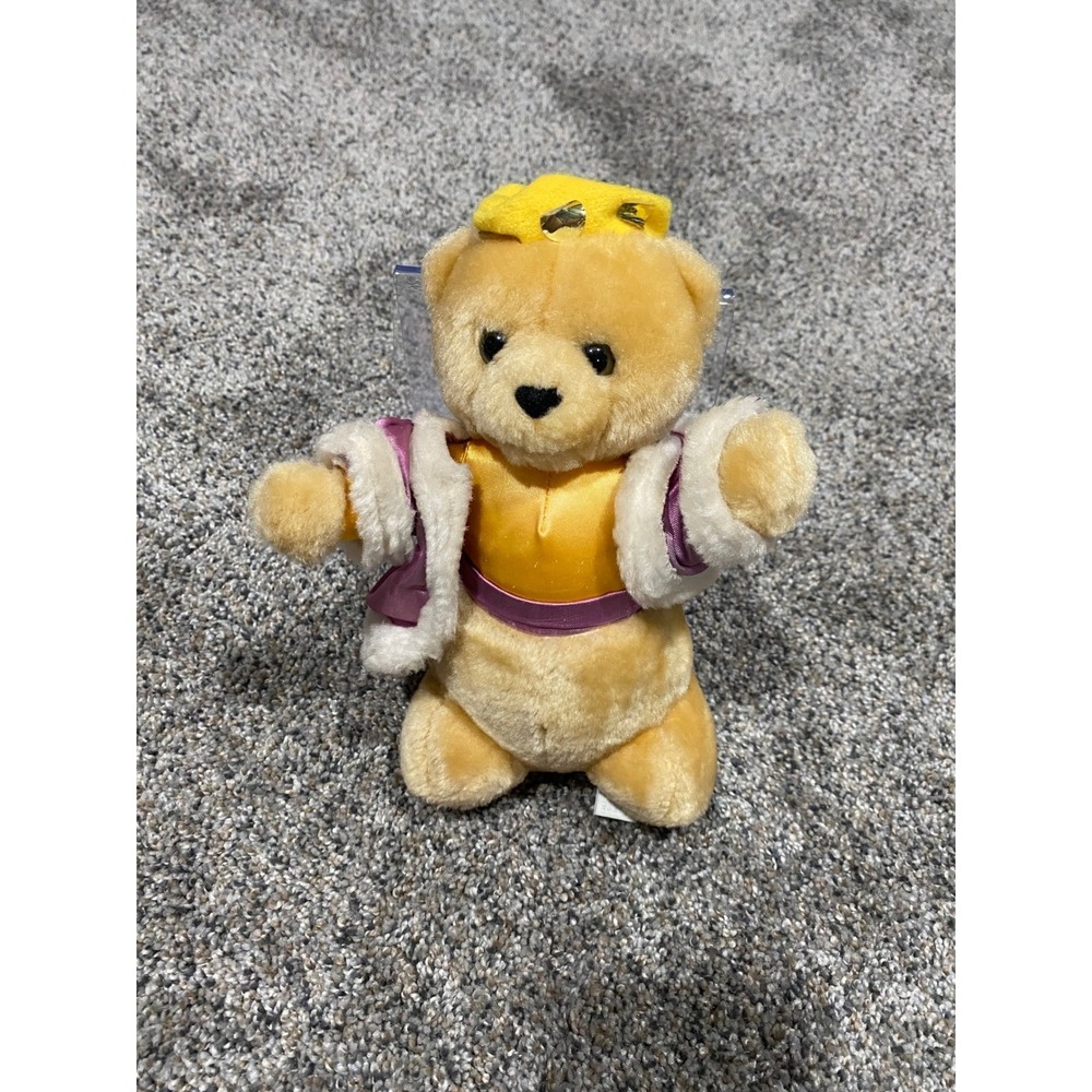 Vintage 1990 Sheila Teddy Bear Royal King Queen Plush Roma Toy Inc Yellow Purple
